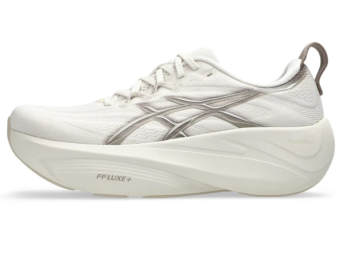 Side view of the ASICS Gel-Slowcush in Soft Oat and Simply Taupe.